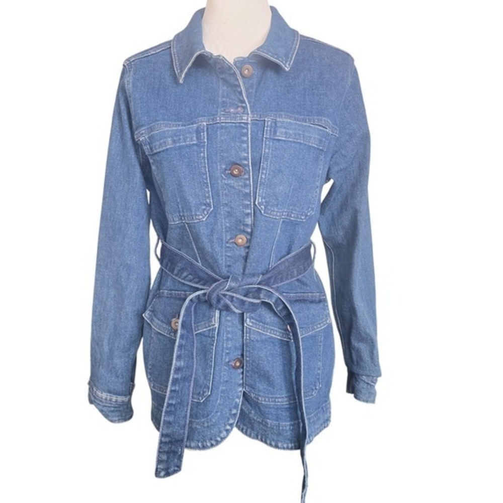 Old Navy Womens Denim Jacket Belted Medium Blue